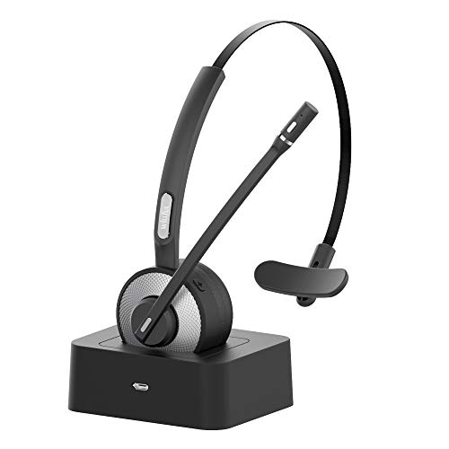 Product Cover Trucker Bluetooth Headset,Willful Wireless Headset with Microphone,Charging Station,Noise Cancelling Clear Sound,Mute Button,Phone Headset for Car Truck Driver Call Center Office