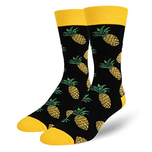 Product Cover Zmart Men's Novelty Crazy Funny Pineapple Cool Funky Tropical Fruit Crew Socks