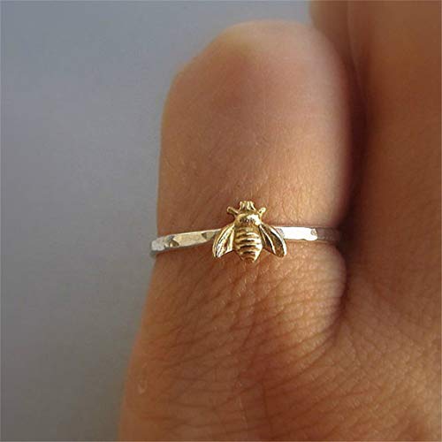 Product Cover Rurah Fashion Simple Bee Ring for Women Teens Girls Finger Wrap Around Craft Handmade Animal Lucky Honey Bee Knuckle Ring,6