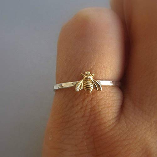 Product Cover Dolland Cute Gold Tiny Honey Bee Ring Jewelry for Women Wedding Band Thin Finger Ring,#7