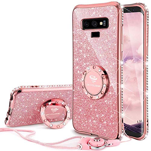 Product Cover OCYCLONE Galaxy Note 9 Case, Glitter Luxury Cute Phone Case for Women Girls with Kickstand, Diamond Rhinestone Bumper with Ring Stand Compatible with Galaxy Note 9 Case for Girl Women - Pink Rose Gold