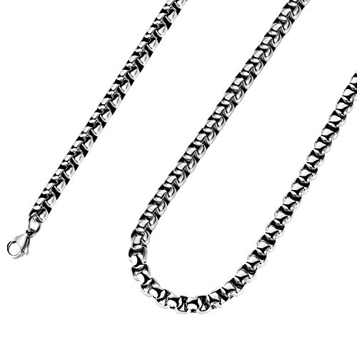 Product Cover Estendly 2mm-7mm 16-38In Stainless Steel Rolo Chain Necklace Crude Chain Necklace for Men Women Jewelry