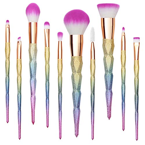 Product Cover Qivange Makeup Brush Set, 10 In 1 Vegan Colorful Unicorn Makeup Brushes