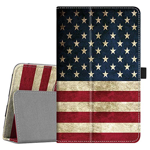 Product Cover Fintie Folio Case for Samsung Galaxy Tab A 8.0 2018 Model SM-T387 Verizon/Sprint/T-Mobile/AT&T, Slim Fit Premium Vegan Leather Stand Cover, US Flag