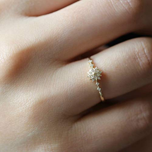 Product Cover Dolland Womens Gold Tone Snowflakes Eternity Ring Engagement Wedding Band Thin Finger Ring,#6