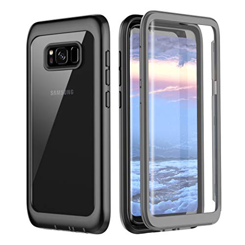 Product Cover Samsung Galaxy S8 Case, Pakoyi Full Body Bumper Case Built-in Screen Protector Slim Clear Shock-Absorbing Dustproof Lightweight Cover Case For Samsung Galaxy S8 (5.8 Inch)-Grey/Clear.