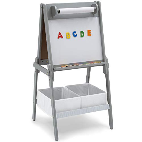 Product Cover Delta Children Chelsea Double-Sided Storage Easel with Paper Roll and Magnets, Light Grey/White