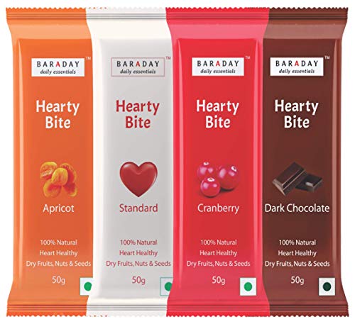 Product Cover BarADay Hearty Bite Natural Energy Bars, 50 Gm (Assorted, Pack of 8)