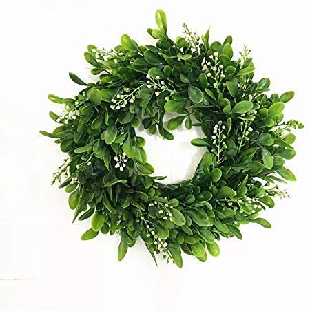 Product Cover LaHomey 10-Inch Boxwood Wreath, Green Garland for Home Wedding Decoration