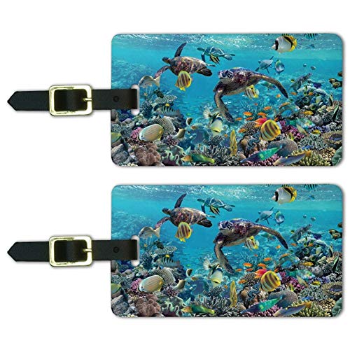 Product Cover Ocean Coral Reef Sea Turtles Diving Luggage ID Tags Carry-On Cards - Set of 2