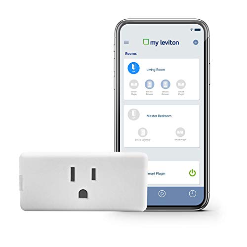 Product Cover Leviton DW15P-1BW Decora Smart Wi-Fi Mini Plug-In Outlet, No Hub Required, Works with Alexa and Google Assistant