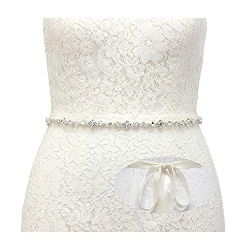 Product Cover SWEETV Rhinestone Wedding Belt Crystal Bridal Belt Headband Bridesmaid Sash Belt for Women Dress & Gown, Silver