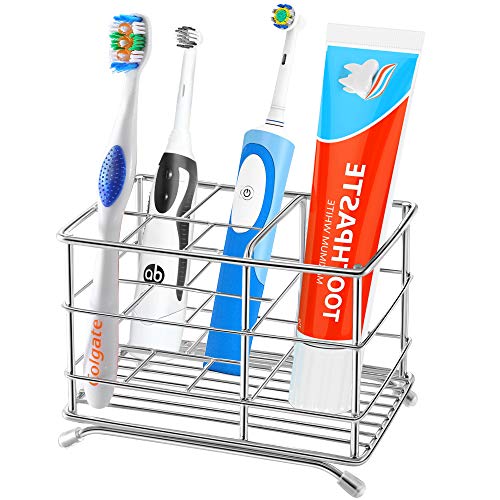 Product Cover Famistar X-Large 1.5x1.5 Electric Holders,Stainless Steel Bathroom Storage Organizer Stand Rack,Multi-Functional 6 Slots for Kids Adult Toothbrushes,Toothpaste,Cleanser,Co, Silver-02
