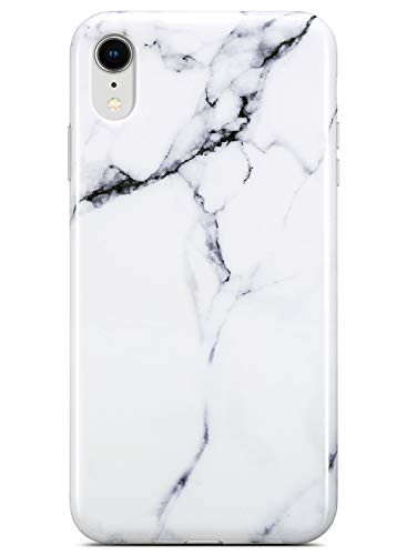 Product Cover Coolwee iPhone XR Case,iPhone XR Marble Case Shockproof Slim Glossy White Marble Pattern Design Women Girls Men Rubber 10r Gel Bumper Soft Flexible TPU Case Cover for Apple iPhone XR 6.1 inch - White