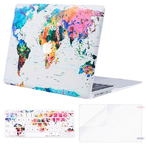 Product Cover MOSISO Plastic Pattern Hard Shell Case & Keyboard Cover & Screen Protector Compatible with MacBook Air 11 inch (Models: A1370 & A1465), World Map