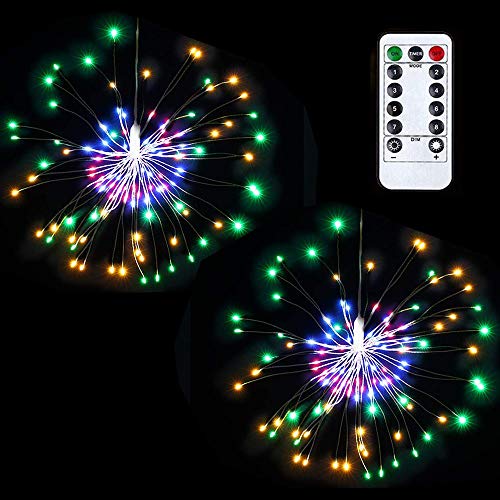 Product Cover Lyhope 2 Pack Fairy Lights, 120 Led 8 Modes Battery Operated Starburst Lights, Waterproof Dimmable Decorative Starry Lights with Remote Control for Home,Wedding,Party,Patio,Xmas Decor (Multi-Color)