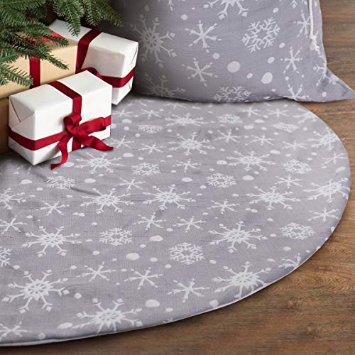 Product Cover S-DEAL 48 Inches Christmas Tree Skirt Double Layers Grey and White Snow Carpet for Party Holiday Decorations Xmas Ornaments