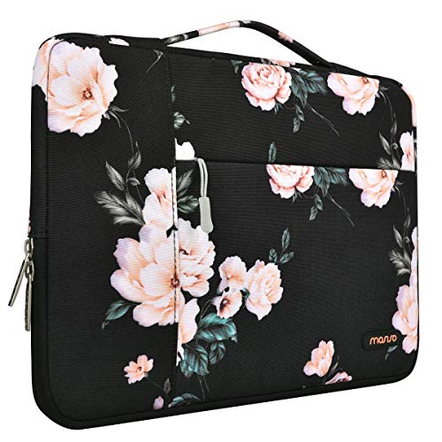 Product Cover MOSISO Laptop Sleeve Compatible with MacBook Pro 16 inch, 15 inch 15.4 inch 15.6 inch Dell Lenovo HP Asus Acer Samsung Sony Chromebook, Polyester Multifunctional Briefcase Protective Bag,Apricot Peony