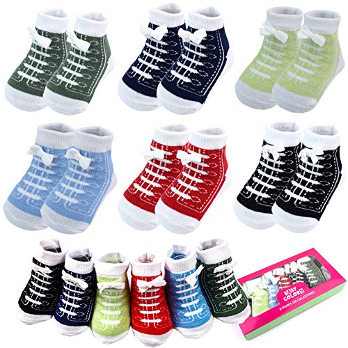 Product Cover 6 Pairs 0-6 month Baby Sneaker Newborn Ankle Sock Toddler Crew Walkers Bootie Infant Slippers Socks