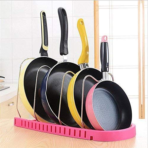 Product Cover Orpio (Lable) Stainless Steel and Plastic Kitchen Cabinet Pan and Pot Lid Rack Tawa Storage Holder Organiser for Kitchen Dish Storage Rack (Multicolour)