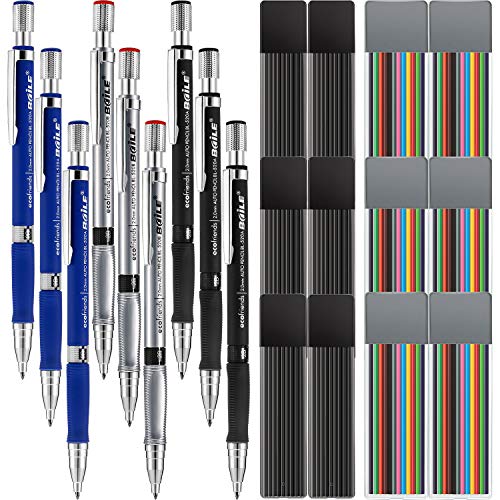Product Cover Jovitec 21 Pieces 2.0 mm Mechanical Pencil Set, 9 Pieces Automatic Pencils and 12 Cases Lead Refills (Color and Black) for Draft Drawing, Writing, Crafting, Art Sketching