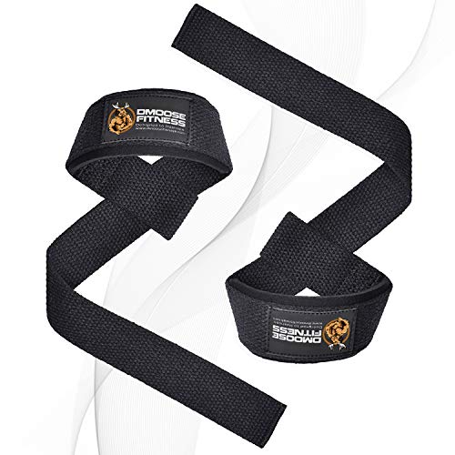 Product Cover DMoose Fitness Lifting Straps for Weightlifting, Crossfit, or Powerlifting with Soft Neoprene Padded Wrist Support for Max Grip Strength, Deadlifts and Barbell Stability