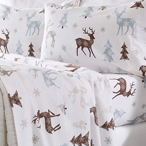 Product Cover Home Fashion Designs Flannel Sheets Twin Winter Bed Sheets Flannel Sheet Set Snowy Reindeer Flannel Sheets 100% Turkish Cotton Flannel Sheet Set. Stratton Collection (Twin, Snowy Reindeer)