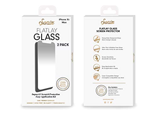 Product Cover Sonix [2-Pack] SONIX Flatlay Glass Screen Protector -Premium Heavy Duty Tempered Glass for Apple iPhone Xs Max, iPhone 11 Pro