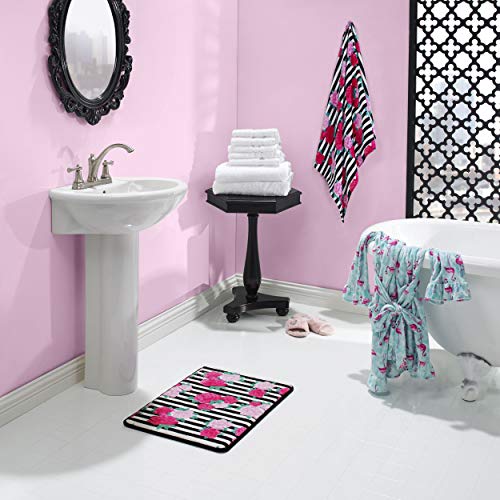 Product Cover Betsey Johnson Flower Stripe Towel Set, 52x27, Medium Pink