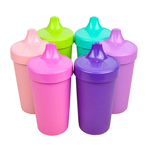 Product Cover Re-Play Made in The USA Set of 6 No Spill Sippy Cups - Blush, Bright Pink, Purple, Amethyst, Lime, Aqua (Fairytale Collection) ...