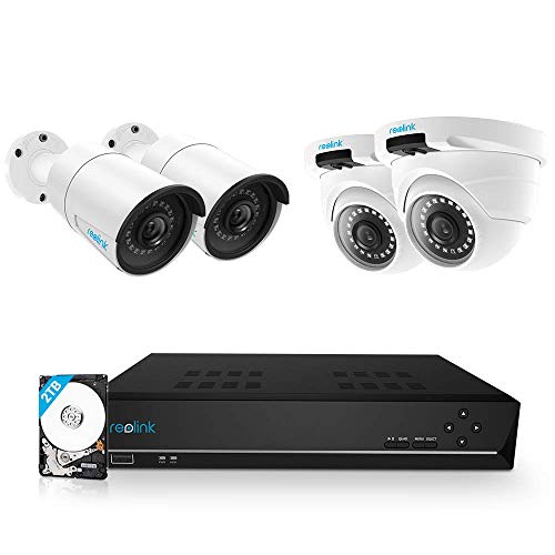 Product Cover Reolink 8CH 5MP PoE Home Security Camera System, 4pcs Wired 5MP Outdoor PoE IP Cameras, 5MP 8-Channel NVR Security System with 2TB HDD for 24/7 Recording