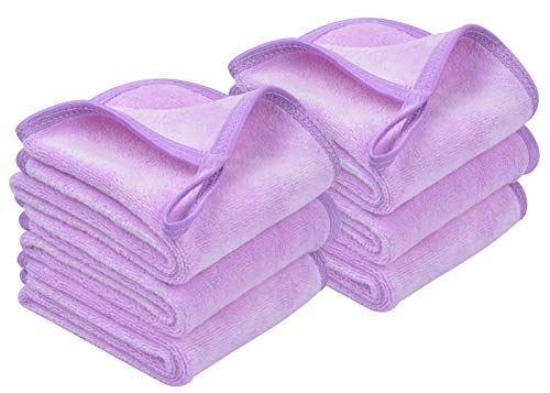 Product Cover Sunland Microfiber Makeup Remover Cloths Reusable Facial Cleaning Towel Ultra Soft Washcloths 8inchx16inch Light Purple 6 Pack