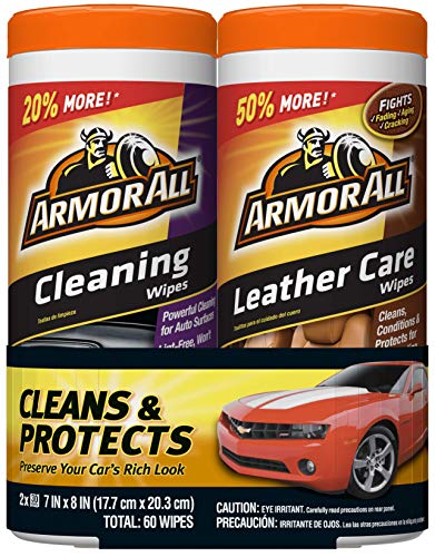 Product Cover Armor All Cleaning and Leather Care Wipes, 30 Count Each (Pack of 2)