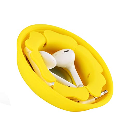 Product Cover Earbud Case Holder, MAIRUI Earphone Case Wrap Earbuds Nest Tangle Free Silicone Magnetic Organizer (Yellow)