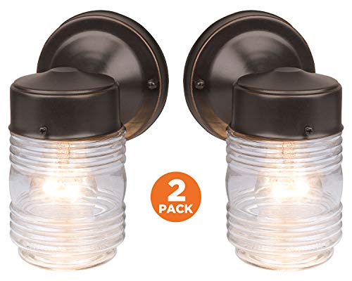 Product Cover Design House 587311 Oil-Rubbed Bronze Outdoor Mount Jelly Jar Wall Lantern Sconce (2-Pack)