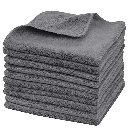 Product Cover Sinland Microfiber Facial Cloths Fast Drying Washcloth 12inch x 12inch Grey 10 pack