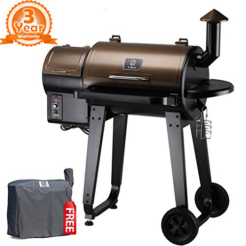 Product Cover Z Grills ZPG-450A 2019 Upgrade Model Wood Pellet Grill & Smoker, 6 in 1 BBQ Grill Auto Temperature Control, 450 sq Inch Deal, Bronze & Black Cover Included