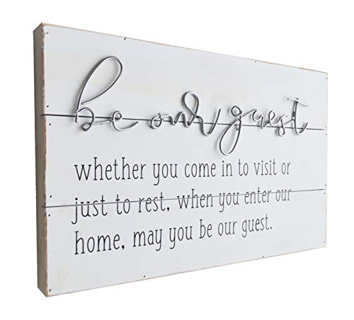 Product Cover GIFTME 5 Wooden Wall Art Be Our Guest Metal Sign Wood Wall Plaque Signs Guest Room Home Décor