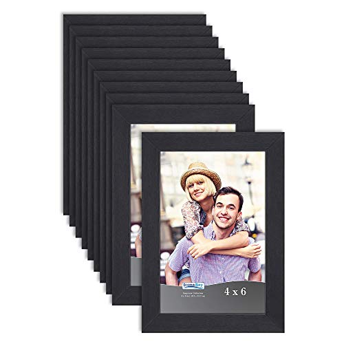 Product Cover Icona Bay 4x6 Picture Frame Set (10 Pack, Black) 4x6 Frame, Tabletop and Wall Hang Hardware Included with Photo Frames, Impresia Collection
