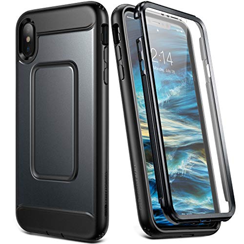 Product Cover YOUMAKER Rugged Case for iPhone Xs Max, Built-in Screen Protector Full Body Heavy Duty Protection Shockproof Slim Fit Cover for All New Apple iPhone Xs Max (2018) 6.5 inch - Black