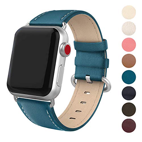Product Cover SWEES Leather Band Compatible iWatch 38mm 40mm, Genuine Leather Elegant Dressy Replacement Strap Compatible iWatch Series 5 Series 4 Series 3 Series 2 Series 1 Sport Edition Women, Blue
