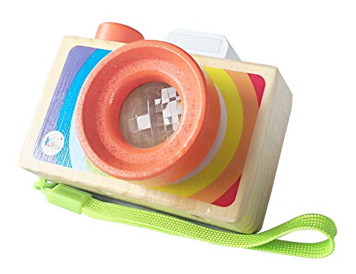 Product Cover Wooden Mini Camera Toy with Multi-Prisms Kaleidoscope for Toddlers and Kids