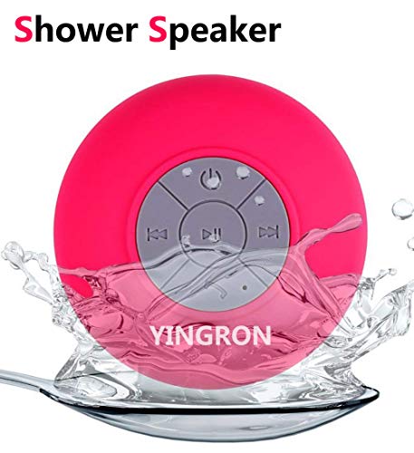 Product Cover Waterproof Shower Speaker,Yingron Mini Bluetooth Pool Wireless Portable Speakers with Suction Cup Handsfree, Up to 4-Hour Playtime, Built-in Microphone for Calls for iPhone, iPod, iPad, Samsung(Pink)