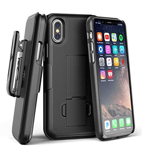 Product Cover Encased DuraClip Belt Case for Apple iPhone Xs Max (2018) - Ultra Slim Grip Cover w/Holster Clip (Black)