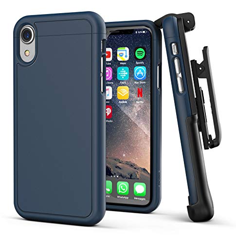 Product Cover Encased iPhone XR Belt Clip Holster Case, Ultra Slim Protective Cover with Belt Holder (Slimshield Series) Navy Blue