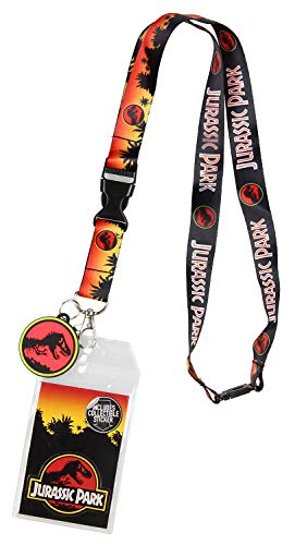 Product Cover Jurassic Park Logo Lanyard Keychain ID Holder Logo Rubber Charm and Sticker
