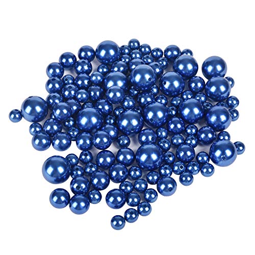 Product Cover Z-synka Assorted Plastic Bead Pearls,DIY Jewelry Necklaces, Table Scatter, Wedding, Birthday Party Home Decoration, Event Supplies (8 Ounce Pack, 100 Pieces) (RoyalBlue,10mm/14mm/20mm)