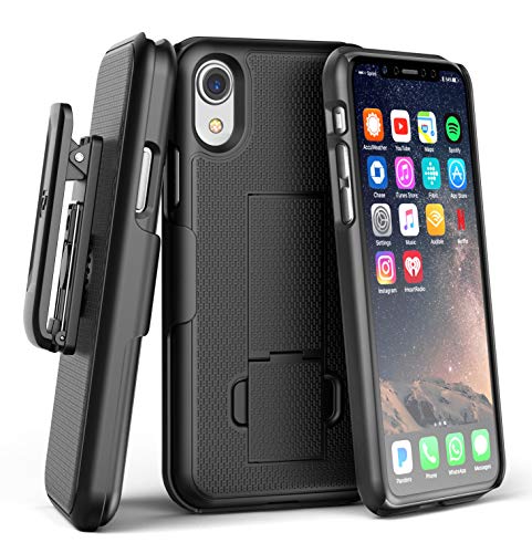 Product Cover Encased iPhone XR Belt Clip Case (2018) DuraClip Series Grip Cover w/Rotating Holster (Black)