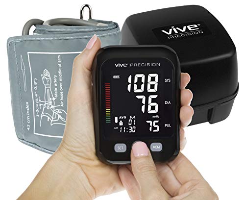 Product Cover Vive Precision Blood Pressure Machine - Automatic Cuff Mini Monitor - Small, Compact BPM - Large Upper Arm Sphygmomanometer for Accurate BP Meter, Pulse, Heart Rate, Heartbeat Readings - Large Display