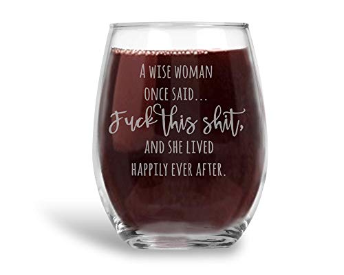 Product Cover Fuck This Shit Stemless Wine Glass with Funny Saying Best Friend Gift for Women - 21 oz